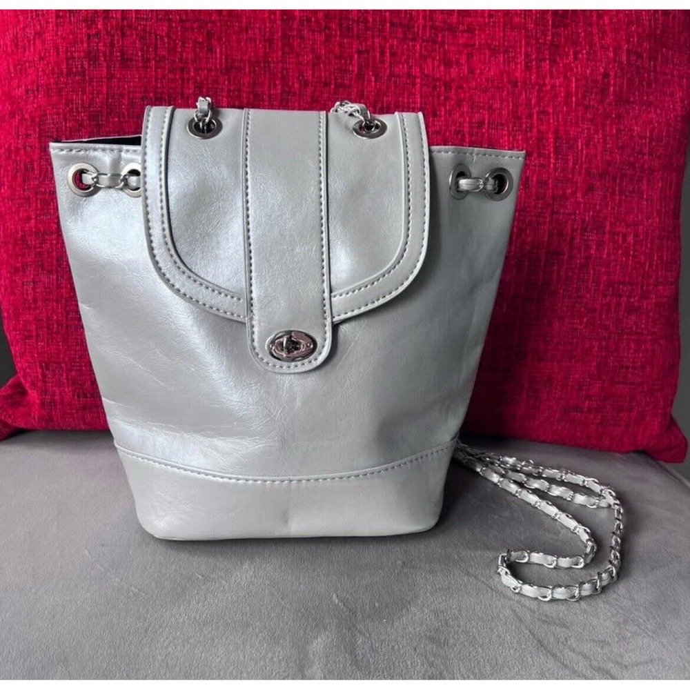 Multiway 2000s Fairy Silver Bucket Backpack Purse With Handles Straps Handle